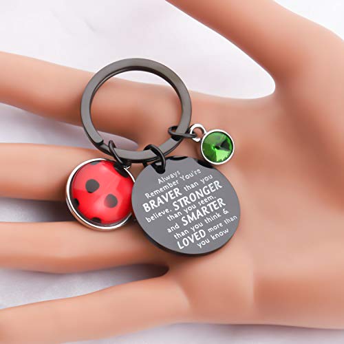 BAUNA Ladybug Keychain BFF Friendship Gift Always Remember You’re Braver Than You Believed Key Ring Cosplay Charm Jewelry(Ladybug Black Keychain)