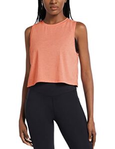 baleaf women's tops workout tank top crop tops cropped athletic gym muscle shirts yoga trendy heather coral m
