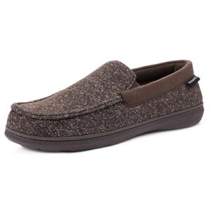 RockDove Men's SILVADUR Tweed Memory Foam Moc Slipper, Size 9 US Men, Coffee