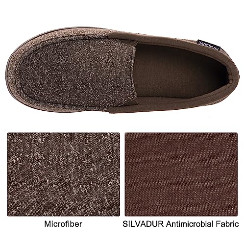 RockDove Men's SILVADUR Tweed Memory Foam Moc Slipper, Size 9 US Men, Coffee