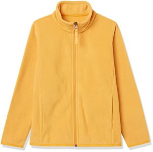 amazon essentials toddler boys' polar fleece full-zip mock jacket, golden yellow, 3t