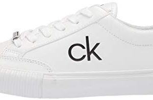 Calvin Klein Women's LARISS Sneaker, White 142, 7.5