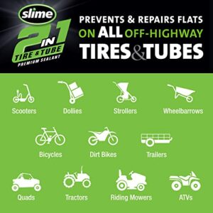 Slime 10207 2-in-1 Tire & Tube Sealant Puncture Repair Sealant, 2-in-1, Premium, Prevent and Repair, suitable for all off-highway Tires and Tubes, Non-Toxic, Eco-Friendly, 1 Gallon jug