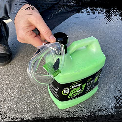 Slime 10207 2-in-1 Tire & Tube Sealant Puncture Repair Sealant, 2-in-1, Premium, Prevent and Repair, suitable for all off-highway Tires and Tubes, Non-Toxic, Eco-Friendly, 1 Gallon jug