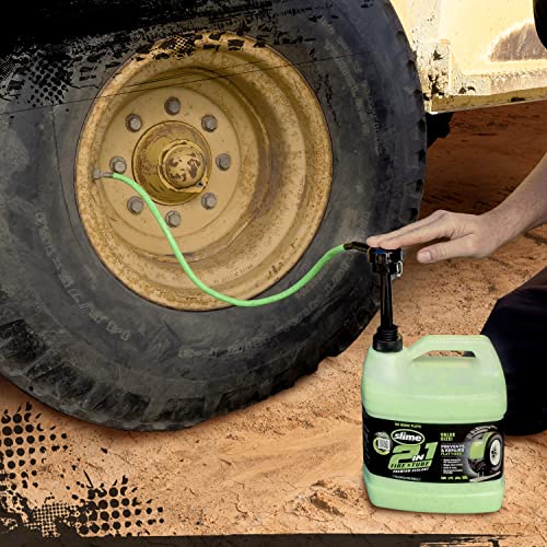 Slime 10207 2-in-1 Tire & Tube Sealant Puncture Repair Sealant, 2-in-1, Premium, Prevent and Repair, suitable for all off-highway Tires and Tubes, Non-Toxic, Eco-Friendly, 1 Gallon jug