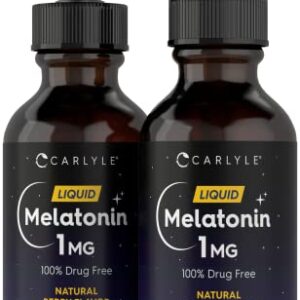 Carlyle Melatonin Liquid 1mg | 4 fl oz Drops | Natural Berry Flavor | Non-GMO, Vegetarian Supplement