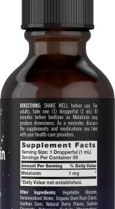 Carlyle Melatonin Liquid 1mg | 4 fl oz Drops | Natural Berry Flavor | Non-GMO, Vegetarian Supplement