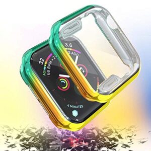 LaViePool iWatch Case for Apple Watch Series 3/2/1 Screen Protector,Protecter Cover Case, [Black+Rainbow,2- Pack](38mm)