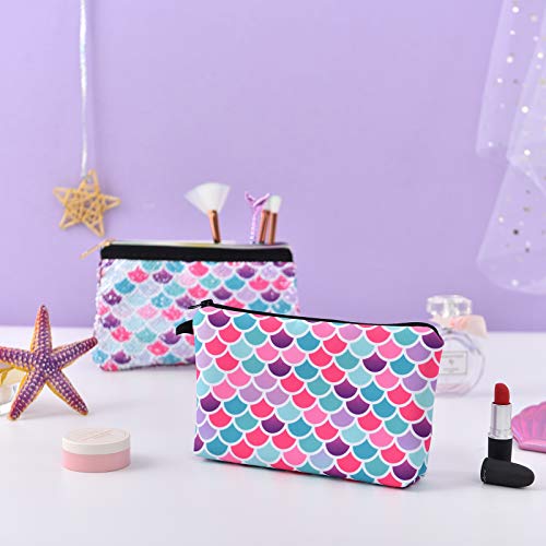 WERNNSAI Mermaid Makeup Bag - Travel Cosmetic Bag for Girls Women Gift Water-resistant Vanity Toiletry Bag Pouch Beauty Cosmetic Organizer Gadget Pencil Case