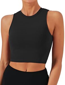 natural feelings sports bras for women removable padded yoga tank tops sleeveless fitness workout running crop tops black