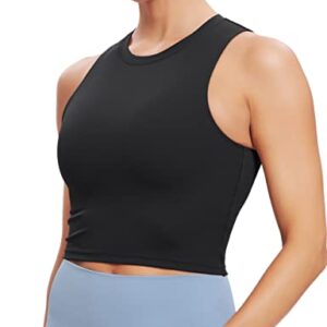 Natural Feelings Sports Bras for Women Removable Padded Yoga Tank Tops Sleeveless Fitness Workout Running Crop Tops Black