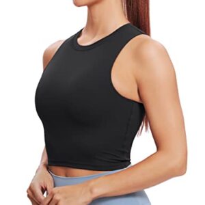 Natural Feelings Sports Bras for Women Removable Padded Yoga Tank Tops Sleeveless Fitness Workout Running Crop Tops Black