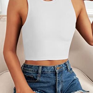 Natural Feelings Sports Bras for Women Removable Padded Yoga Tank Tops Sleeveless Fitness Workout Running Crop Tops A-White