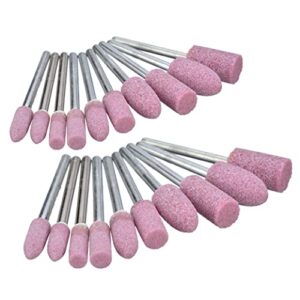luo ke 20 pcs rotary grinding stone bits, abrasive stone mounted sharpening tools with 1/8" mandrel fits dremel rotary tool(head diameter : 4mm / 6mm / 8mm / 10mm / 12 mm)