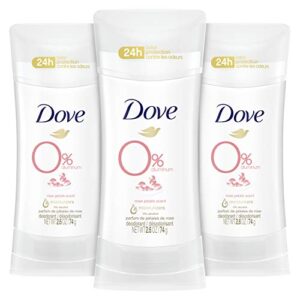 dove 0% aluminum free deodorant 24-hour odor protection rose petals deodorant for women, 2.6 ounce (pack of 3)