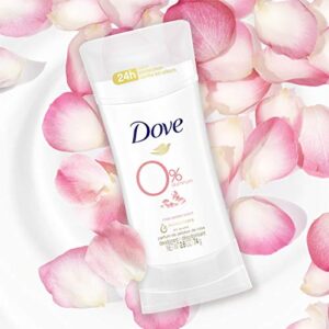Dove 0% Aluminum Free Deodorant 24-hour Odor Protection Rose Petals Deodorant for Women, 2.6 Ounce (Pack of 3)