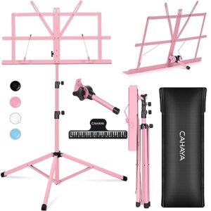 cahaya sheet music stand folding music stand portable with carrying bag for books notes pink cy0204-1
