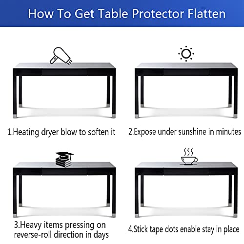 Custom Multisize Thick Clear PVC Small Desk Protector Table Blotter Mat Cover Protector 12x28 in Rectangular Plastic Night Stand Table Pad Mat for Office & Child Paiting Desk Living Room Sofa Table