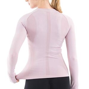 MathCat Seamless Workout Shirts for Women Long Sleeve Yoga Tops Sports Running Shirt Breathable Athletic Top Slim Fit(Small,Purple)