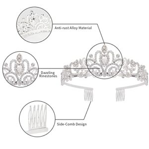 Tiaras Crown, KICOSY Silver Tiaras and Crowns for Women Princess Tiara for Women the Crown for Girls Birthday Crowns for Women Birthday Tiara Princess Crowns and Tiaras for Girls Bride Crystal Crown