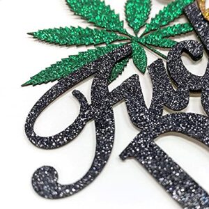 30 & Fucking Dope Birthday Cake Topper, Golden Glitter Marijuan Cake Decor, 420 Birthday, Adult Cannabis / Anniversary Party Supplies for Men or Women