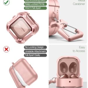 Dexnor Compatible with Samsung Galaxy Buds 2 Pro Case(2022)/Galaxy Buds 2 Case(2021)/ Galaxy Buds Live Case(2020)/ Galaxy Buds Pro Case(2021) Clear Hard PC & Silicone 360 Full Body Case- Pink