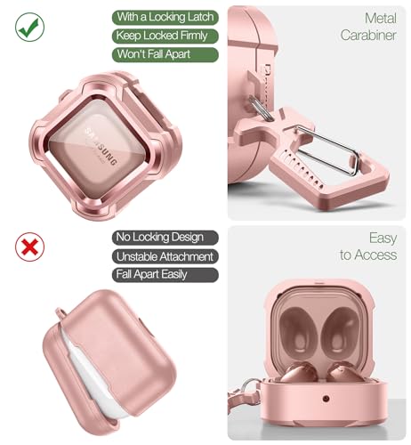 Dexnor Compatible with Samsung Galaxy Buds 2 Pro Case(2022)/Galaxy Buds 2 Case(2021)/ Galaxy Buds Live Case(2020)/ Galaxy Buds Pro Case(2021) Clear Hard PC & Silicone 360 Full Body Case- Pink