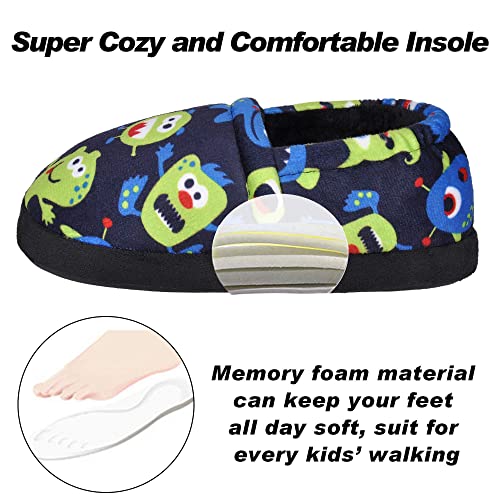 CCVON Boys Girls Slippers Cute Soft Cartoon House Shoes Cozy Plush Slippers Indoor Outdoor Navy Blue 11