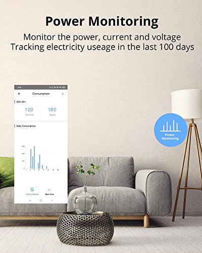 SONOFF S31 WiFi Smart Plug with Energy Monitoring, 15A Smart Outlet Timer Switch ETL Certified, Work with Alexa & Google Home Assistant, IFTTT Supporting, 2.4 Ghz Wi-Fi Only