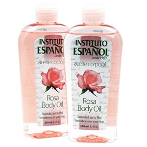 instituto español rosa body oil, smoothness for your skin, 2-pack, 8.5 fl oz each, 2 bottles