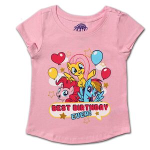 my little pony girl's best birthday ever blouse tee shirt, short sleeve, pink, size 6