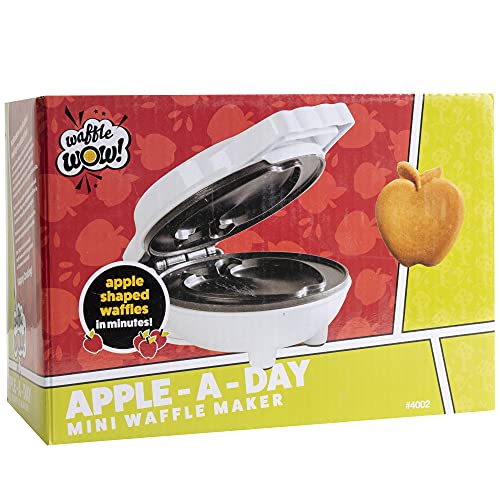 Mini Apple Waffle Maker - Make Breakfast Special for Kids or Adults w Individual 4 Inch Waffler Iron, Electric Non Stick Breakfast Kitchen Appliance, Great for College Dorms or Fun Gift