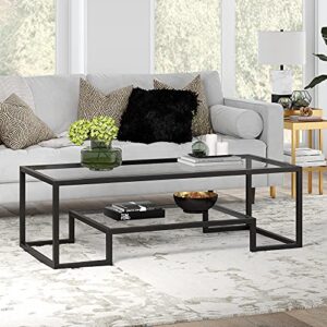henn&hart 54" wide rectangular coffee table in blackened bronze, modern coffee tables for living room, studio apartment essentials