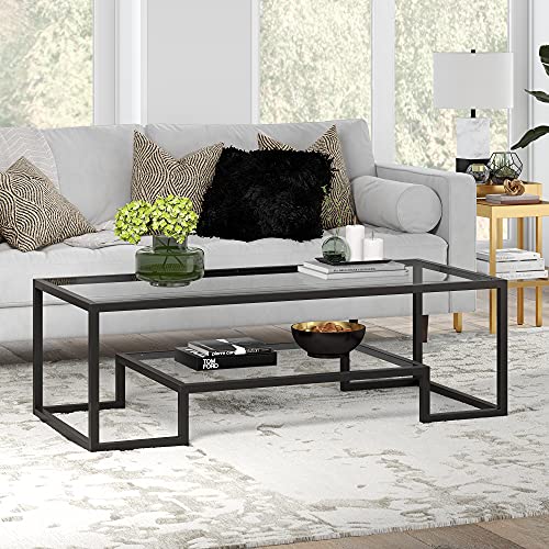 Henn&Hart 54" Wide Rectangular Coffee Table in Blackened Bronze, Modern coffee tables for living room, studio apartment essentials