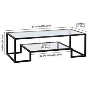 Henn&Hart 54" Wide Rectangular Coffee Table in Blackened Bronze, Modern coffee tables for living room, studio apartment essentials