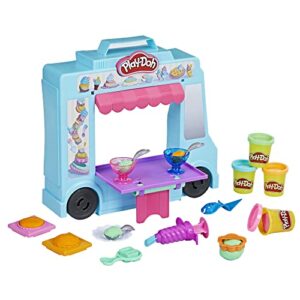 play-doh ice cream truck playset, pretend play toy for kids 3 years and up with 20 tools, 5 modeling compound colors, over 250 possible combinations