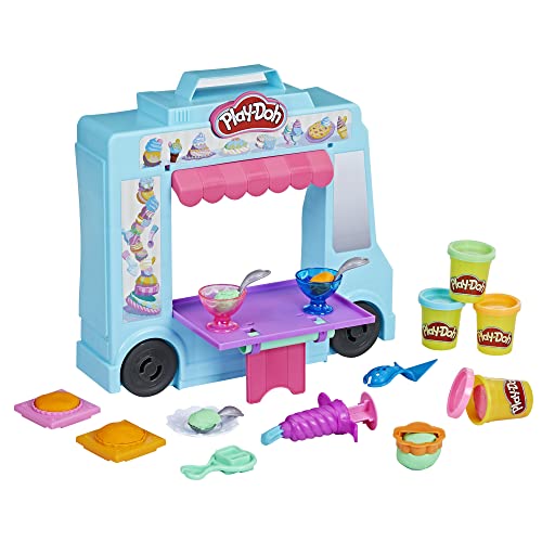 Play-Doh Ice Cream Truck Playset, Pretend Play Toy for Kids 3 Years and Up with 20 Tools, 5 Modeling Compound Colors, Over 250 Possible Combinations