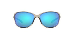 oakley women's oo9301 cohort rectangular sunglasses, grey ink/prizm sapphire polarized, 62 mm