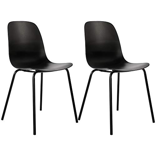 thksbought Set of 2 Dining Chairs with Legs for Kitchen Living Room(Matte Black)