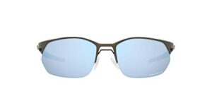 oakley men's oo4145 wire tap 2.0 rectangular sunglasses, satin lead/prizm deep water polarized, 60 mm