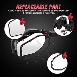 KEMIMOTO UTV Side Mirrors with Turn Signal & Spot Light for 1.6"-2" Roll Bar, Heavy Duty Aluminium Multi-Adjustment UTV Mirrors Compatible with Polaris RZR Kawasaki Mule Pioneer Talon Can Am X3 CFMOTO