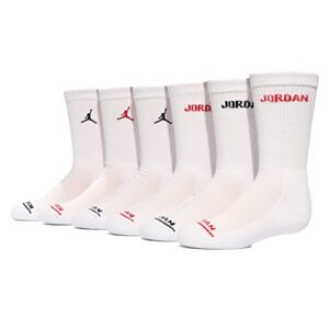 jordan baby boy's legend crew 6-pack (infant/toddler/little kids/big kids) white 7-9 (shoe size 3-5 big kid)