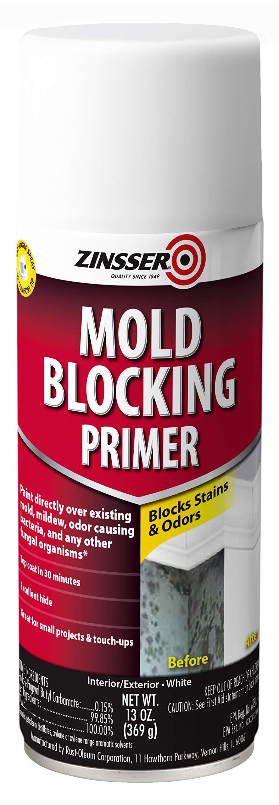 Rust-Oleum Zinsser 287512 Molding Blocking Spray Primer, 13 oz, White