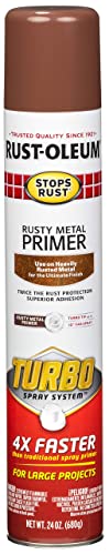 Rust-Oleum 353346 Stops Rust Turbo Rusty Metal Primer Spray, 24 oz, Flat Red, 1 Count (Pack of 1)