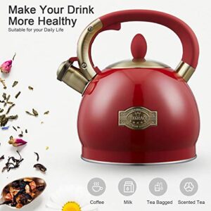 Tea Kettle -2.8 Quart Tea Kettles Stovetop Whistling Teapot Stainless Steel Tea Pots for Stove Top Whistle Tea Pot