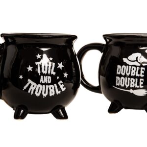 Double Double Toil and Trouble Cauldron Ceramic Coffee Mugs - 2 Pack - 15oz Halloween Mug