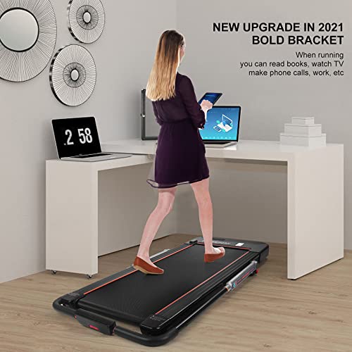 LSRZSPORT Under Desk Treadmill, 2 in 1 Folding Treadmills for Home Portable Compact 2.5HP Walking Pad Treadmill Under Desk Running Machine with Remote Control Speaker,Easy to Fold