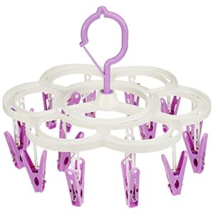 Rivama Clothes Drying Rack with 16 Clips,Sock Hanger,Underwear Hanger,Baby Clothes Hanger,Laundry Hanger with Clips for Underwear,Socks,Masks,Bras,Lingerie,Towel,Scarf,Diapers,Gloves,Hat (Purple)