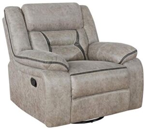 coaster home furnishings pu manual motion recliner in taupe finish