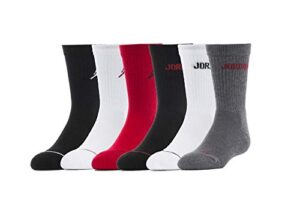 jordan boys 6-pk. crew socks, black, white, red, 2